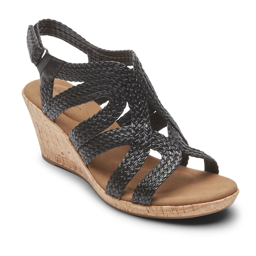 Sandálias Rockport Mulher Pretas - Briah Braided - 91785SYPF